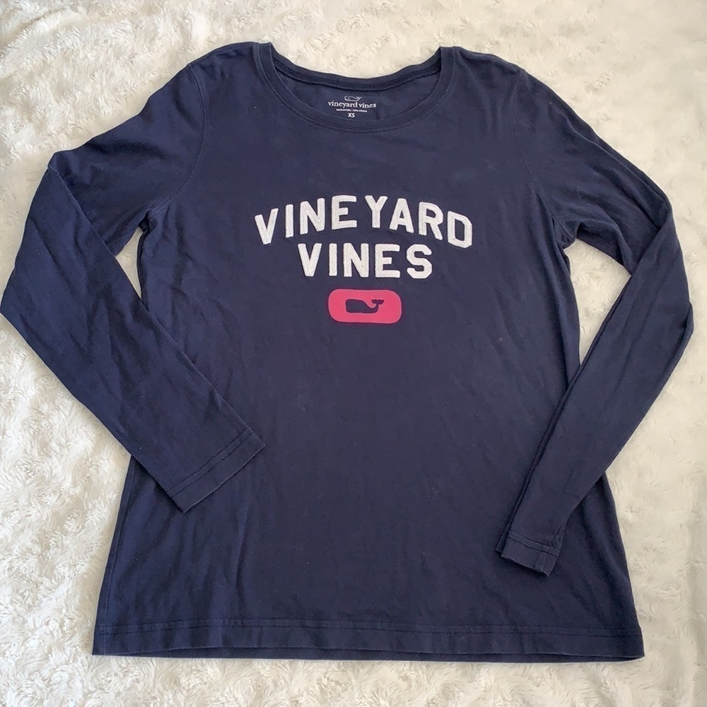 Vineyard‎ Vines Long-Sleeve whale Logo Tee Navy